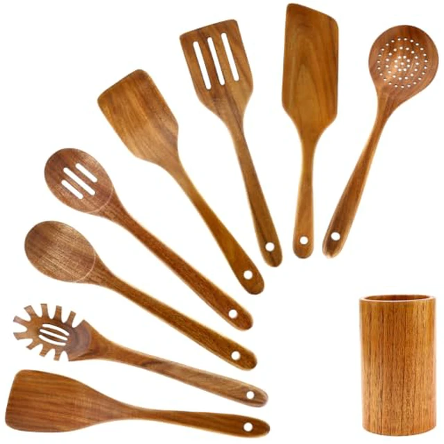 Alt view image 3 of 6 - Non Toxic Wooden Spatula for Cooking Utensil Set Teak Kitchen Cooking Spoon