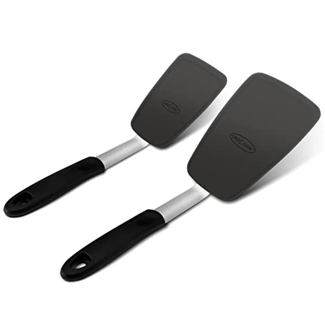 Alt view image 2 of 6 - 2-Piece Silicone Spatula Turner Set for Everyday Cooking, Black