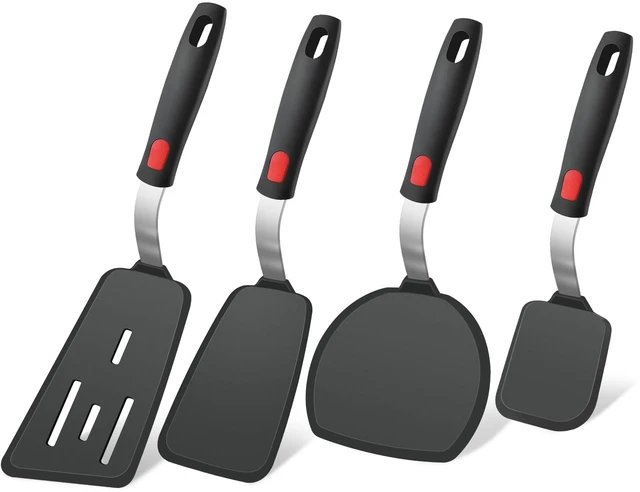 Main image of 4Pcs Silicone Spatula Turner Set, Heat Resistant Silicone Spatula for Nonstick Cookware, BPA Free Kitchen Cooking Utensils Set, Flexible Spatula Turner for Flipping Eggs, Burger, Fish, Pancake