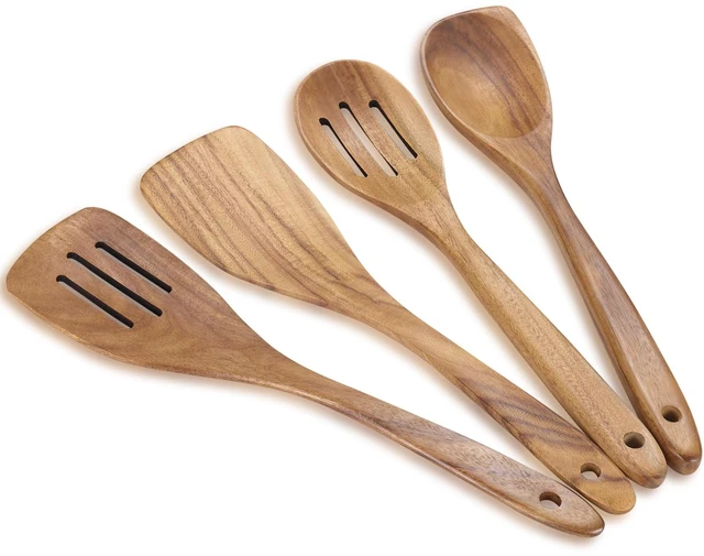Main image of Wooden Spoons for Cooking, Acacia Wood Kitchen Utensils Set 4-Piece
