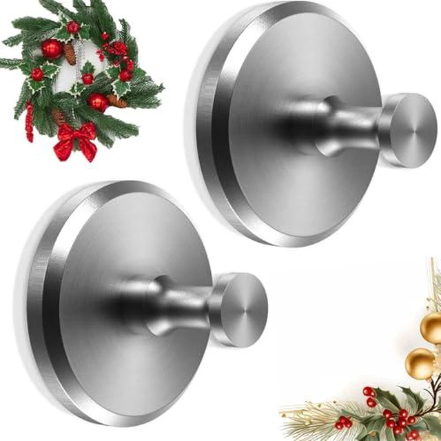 Alt view image 2 of 2 - Suction Cup Hooks for Wreaths,Suction Cup Wreath Hanger,2025 New No Drill Wreath Hanger for Front Door Glass Window Towel Door Bathroom Shower Hooks for Inside Shower,Silver,2PCS