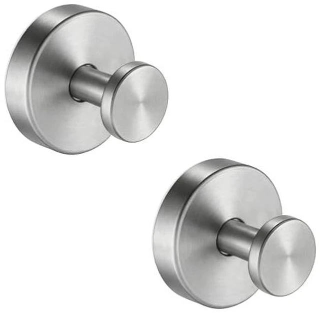 Alt view image 2 of 5 - Suction Cup Towel Hooks for Bathroom Glass Mirror, Brushed Nickel