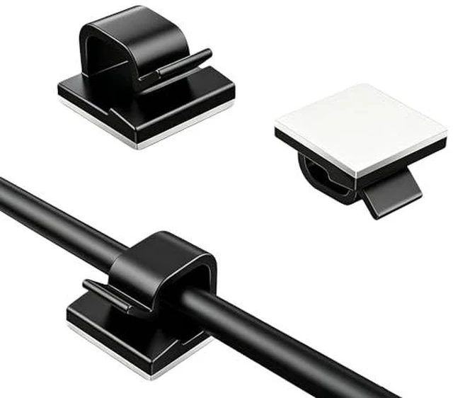 Alt view image 2 of 2 - 10 Pack Adhesive Cable Clips for Cord Management, Small Wire Holders for Desk Wall Car, Strong Sticky Cable Organizer for Phone Charger, USB, TV, Ethernet & More (10, Clear)