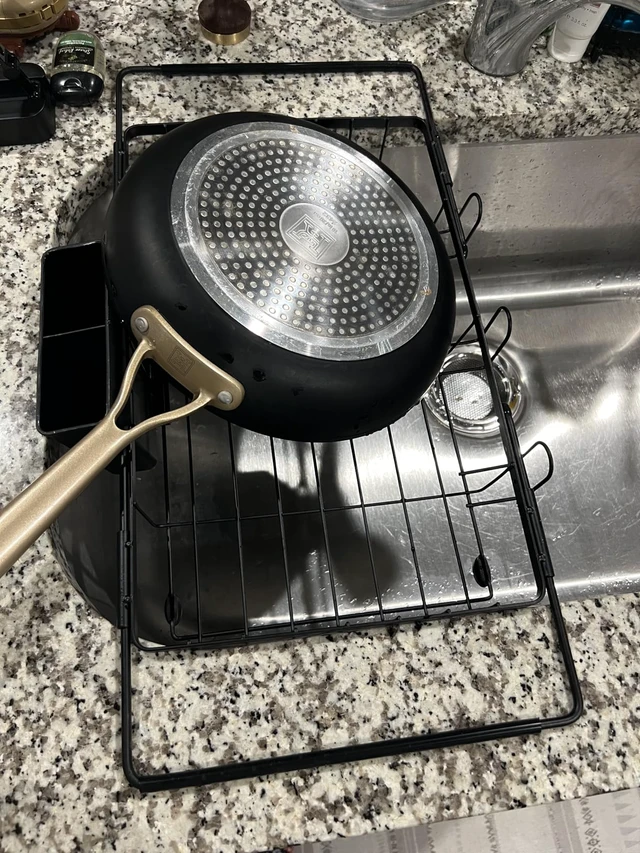 Alt view image 3 of 4 - Sylfaen Expandable Over The Sink Dish Drying Rack, Stainless Steel Dish Rack in Sink, Kitchen Sink Drain Strainer with Utensil Holder & Cup Holders, Counter Space Saving & No Assembly Needed,