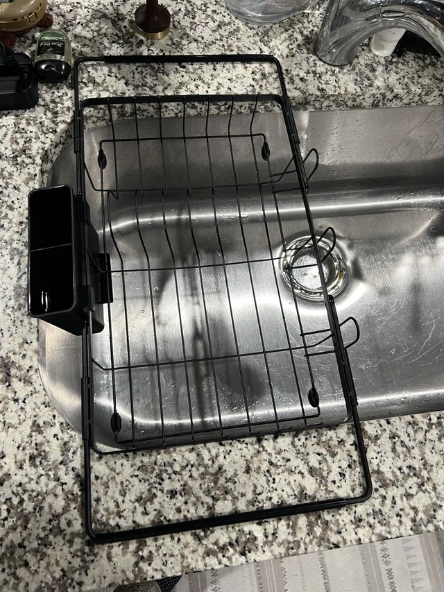 Alt view image 4 of 4 - Sylfaen Expandable Over The Sink Dish Drying Rack, Stainless Steel Dish Rack in Sink, Kitchen Sink Drain Strainer with Utensil Holder & Cup Holders, Counter Space Saving & No Assembly Needed,