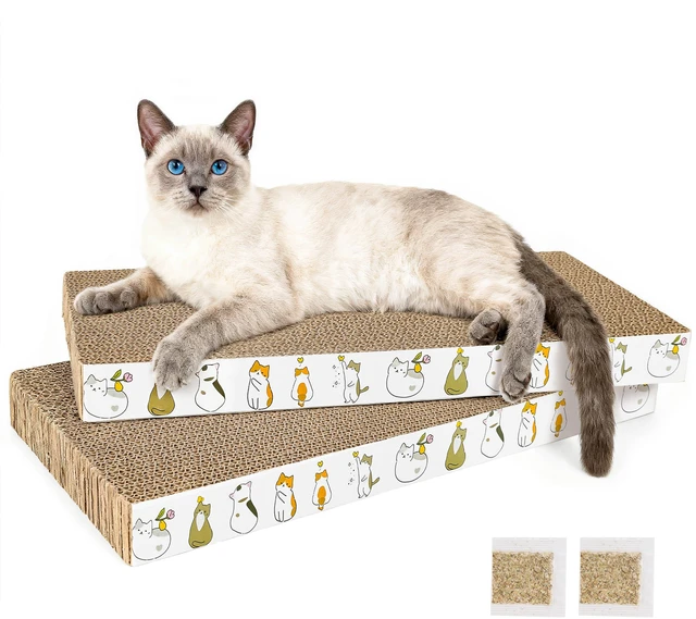 Main image of 2 Pack Cardboard Cat Scratcher Pad with Catnips