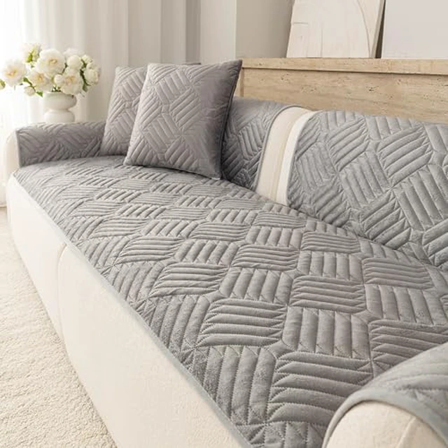Alt view image 3 of 3 - Couch Cover for Pets Dogs, Non-Slip Waterproof Pet Sofa Protector for 3-Cushion Sectional, L-Shaped Sofa & Loveseat(1PC/27.6"x27.6",Light Grey)