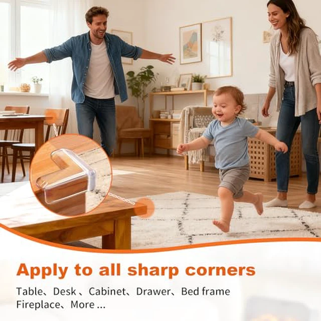 Alt view image 6 of 7 - 32 Pack Corner Guards Corner Protectors Baby Proof Furniture Corners & Edges Safety Bumpers, Table Corner Protectors for Furniture Baby Safety Sharp Corner Covers, Clear