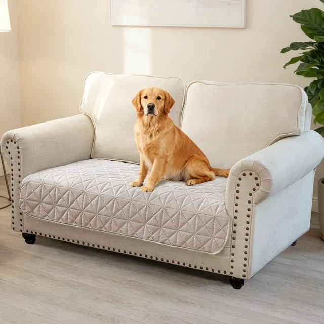 Main image of Sofa Cover Waterproof for Seats Couch Cover for Dogs Pet Couch Cover Velvet for Chair Loveseat Sofa Machine Washable (Beige, 30x60 Inch)