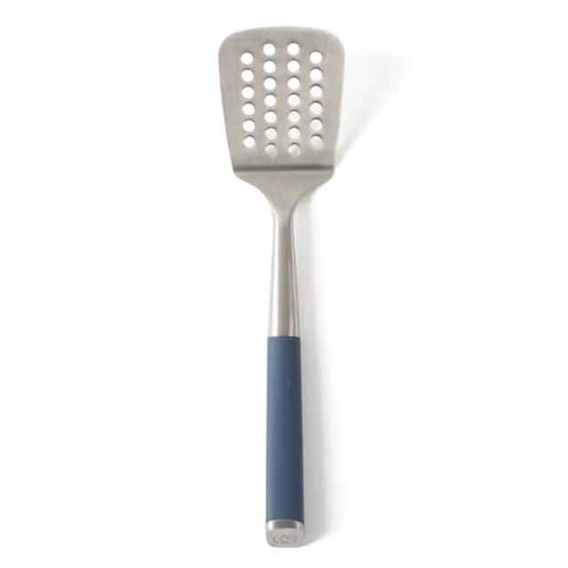 Alt view image 6 of 6 - Solid Turner, Cooking Spatula, Kitchen Spatula, Stainless Steel Turner with Silicone Heat Resistance Handle, Nonstick-Safe Spatula with Ergonomic Handle (Navy)