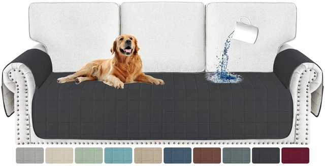 Main image of Waterproof Couch Cover for Pets Dogs Washable, Quilted Sofa Seat Covers Washable for 3 Cushion Couch, Non-Slip Slipcover Furniture Protector with Side Pockets (Sofa, Black)