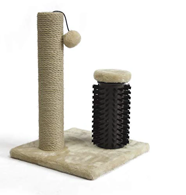 Alt view image 3 of 7 - Cat Scratching Post for Indoor Cats & Kittens, Medium (31.5"H), Cat Furniture with Dangling Ball Toy, Grey