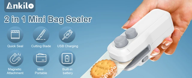 Alt view image 3 of 4 - Mini Bag Sealer, 2 in 1 Type-C Rechargeable Heat Sealer, Sealing & Cutting, Portable Bag Resealer for Plastic Bags Snack Bags
