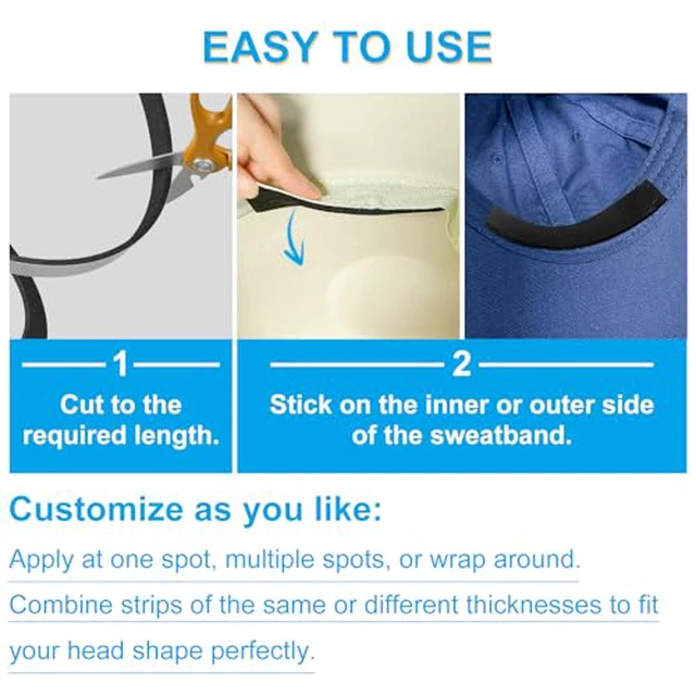 Alt view image 3 of 6 - 2 Pack Hat Size Reducer Tape Roll 80", Sizer Reducer to Make Fit Comfort