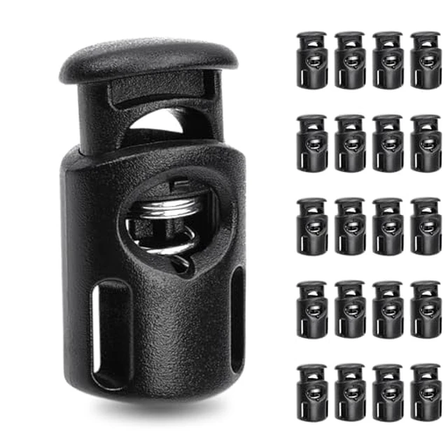 Alt view image 3 of 5 - 10 PCS Plastic Spring Cord Locks for Drawstring, Paracord Toggle Stopper Clasp Elastic Shoeslace Lock Sweatpants Hoodie String Clips Bungee Swim Goggles Gloves String Lock Replacement
