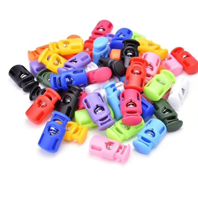 Alt view image 5 of 5 - 10 PCS Plastic Spring Cord Locks for Drawstring, Paracord Toggle Stopper Clasp Elastic Shoeslace Lock Sweatpants Hoodie String Clips Bungee Swim Goggles Gloves String Lock Replacement