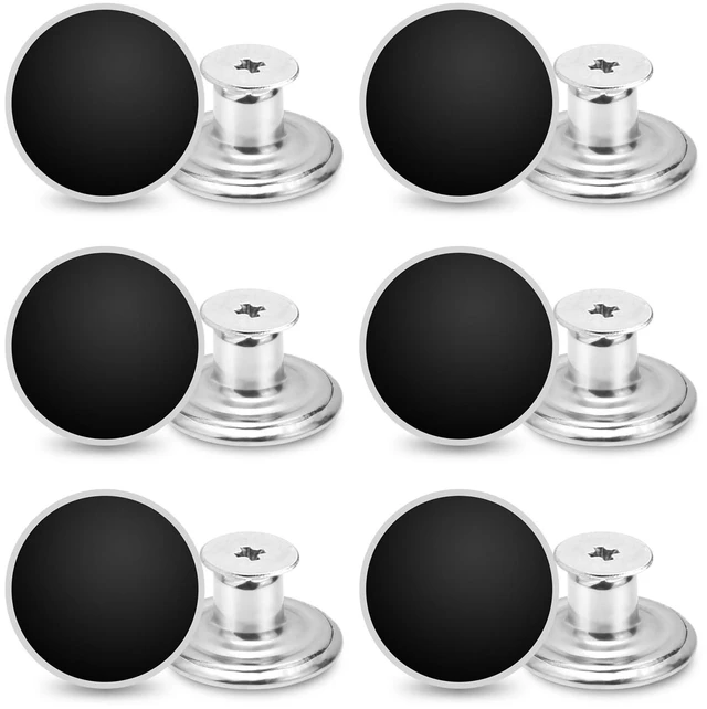 Main image of 24 Pcs 17mm Jeans Button Replacement, Metal Buttons for Jeans No-Sew Nailess Removable Button for Jacket Coat, Loose Jeans, Pants DIY Sewing Replacement (Black)