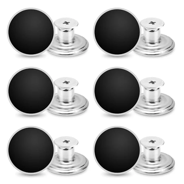 Alt view image 2 of 6 - 24 Pcs 17mm Jeans Button Replacement, Metal Buttons for Jeans No-Sew Nailess Removable Button for Jacket Coat, Loose Jeans, Pants DIY Sewing Replacement (Black)