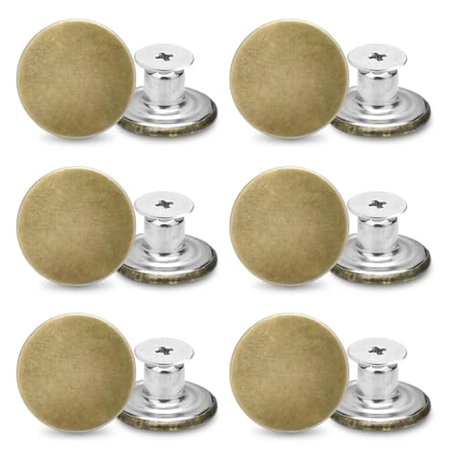 Alt view image 4 of 6 - 24 Pcs 17mm Jeans Button Replacement, Metal Buttons for Jeans No-Sew Nailess Removable Button for Jacket Coat, Loose Jeans, Pants DIY Sewing Replacement (Black)