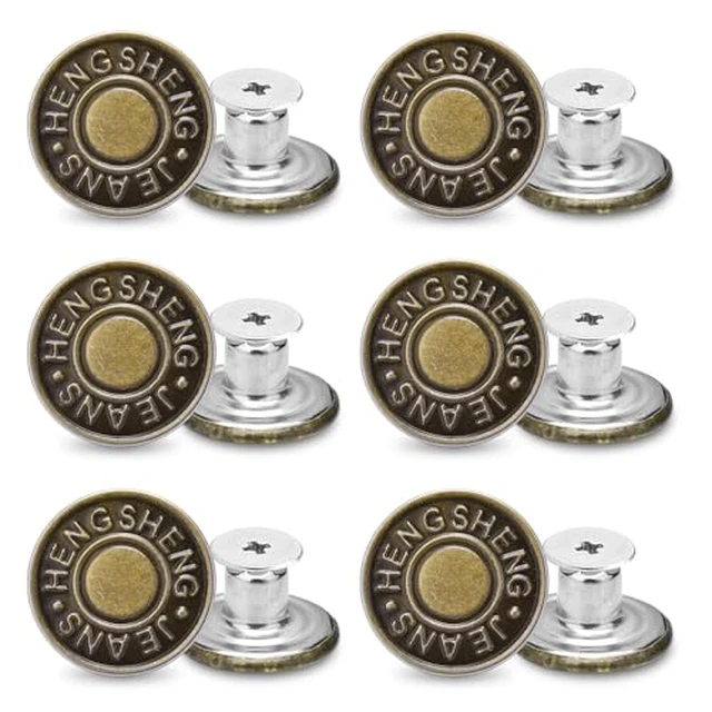 Alt view image 6 of 6 - 24 Pcs 17mm Jeans Button Replacement, Metal Buttons for Jeans No-Sew Nailess Removable Button for Jacket Coat, Loose Jeans, Pants DIY Sewing Replacement (Black)