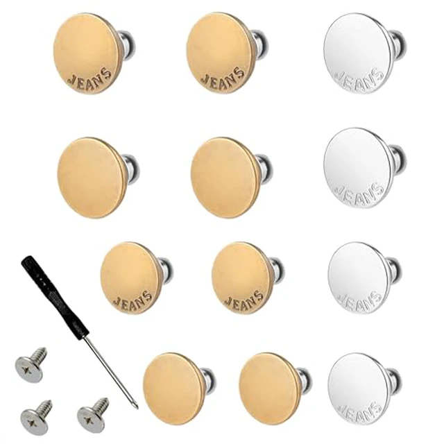 Alt view image 2 of 2 - 12 PCS Jean Buttons for Loose Jeans - 17/20 mm Reusable Replacement Buttons No-Sew Nailess Removable Metal Jeans Buttons with Screwdrivers for Cowboy Clothing Jackets Pants DIY Accessories