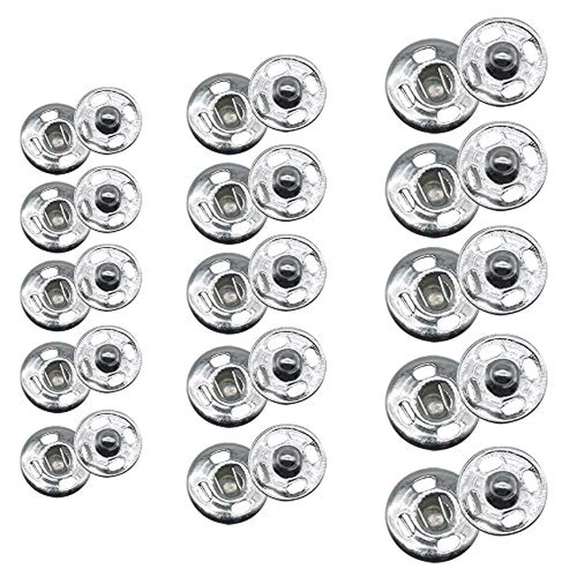 Alt view image 2 of 3 - 120 Sets 3 Sizes Sew On Snap Buttons Metal Fastener Press for Sewing Clothing Silvery (8mm 10mm 13mm)