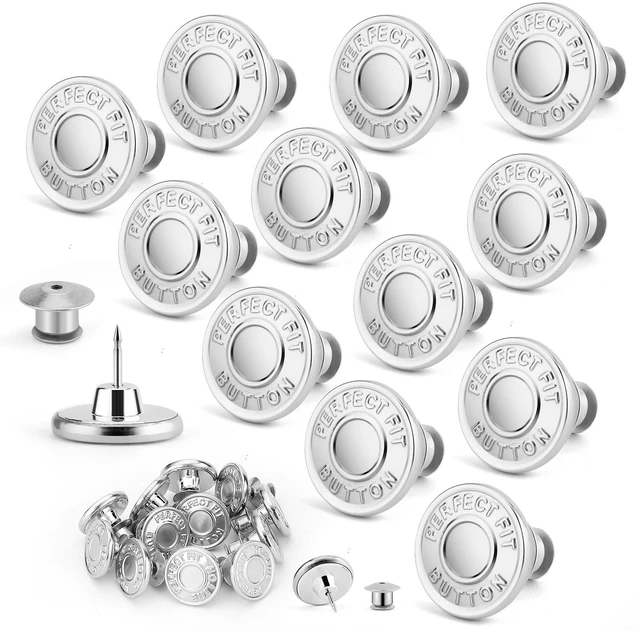 Main image of Jean Buttons for Loose Jeans, No Sew Waist Tightener, 12 Pack