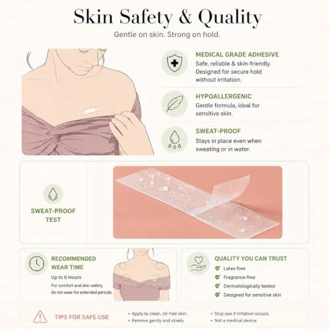 Alt view image 5 of 6 - 50 PCS Double Sided Body Tape for Heavy Dresses and Large Bust Individuals