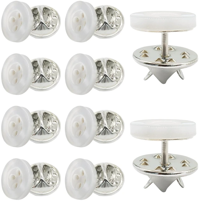 Main image of 10 Set No Sewing Shirt Buttons, White | Detachable, 4-Hole Resin, Reusable Multi-Purpose, Adjustable Button Pins, For Clothes/DIY Crafts