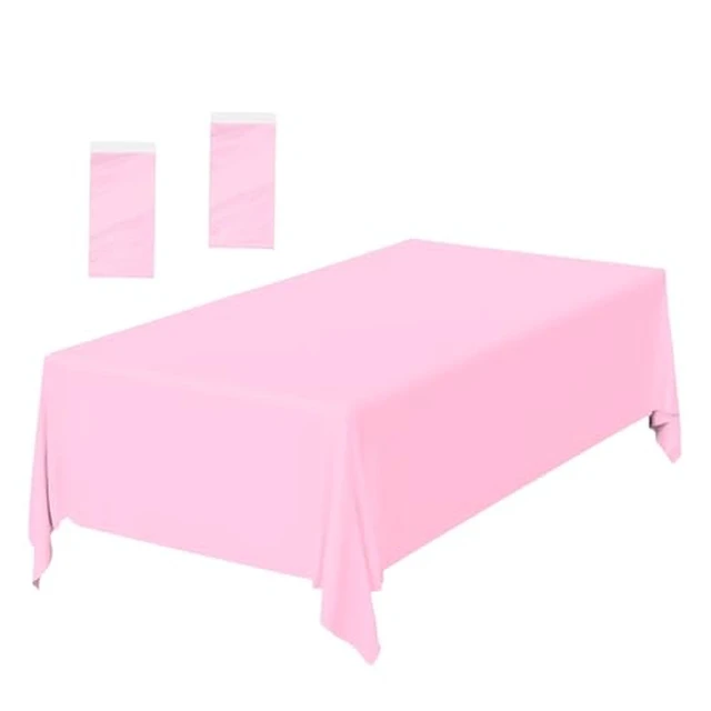 Alt view image 2 of 6 - 2 Pack Light Pink Plastic Tablecloth Disposable Table Covers Pink Rectangle Tablecloths for Birthday Baby Shower Wedding Gender Reveal Party Rectangular Table Cloth Disposable