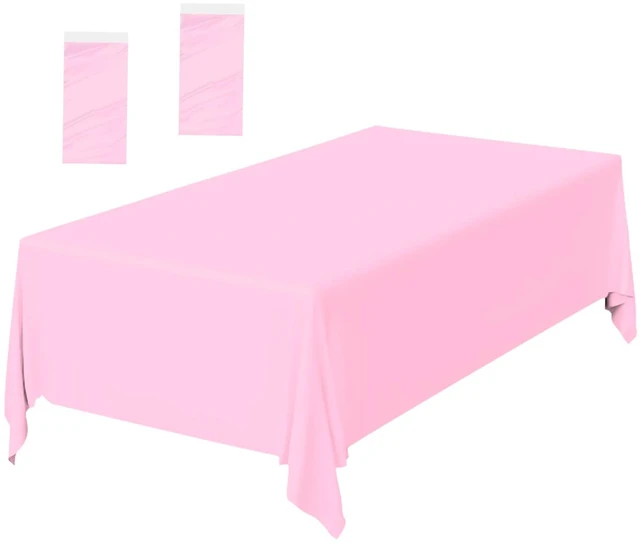 Main image of 2 Pack Light Pink Plastic Tablecloth Disposable Table Covers Pink Rectangle Tablecloths for Birthday Baby Shower Wedding Gender Reveal Party Rectangular Table Cloth Disposable