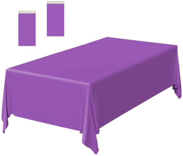 Main image of 2 Pack Purple Plastic Tablecloth Disposable Table Covers Rectangle Purple Tablecloths for Birthday Baby Shower Wedding Birthday Halloween Party Rectangular Table Cloth Disposable