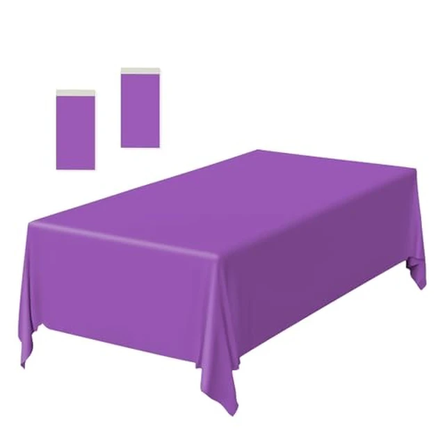 Alt view image 2 of 6 - 2 Pack Purple Plastic Tablecloth Disposable Table Covers Rectangle Purple Tablecloths for Birthday Baby Shower Wedding Birthday Halloween Party Rectangular Table Cloth Disposable