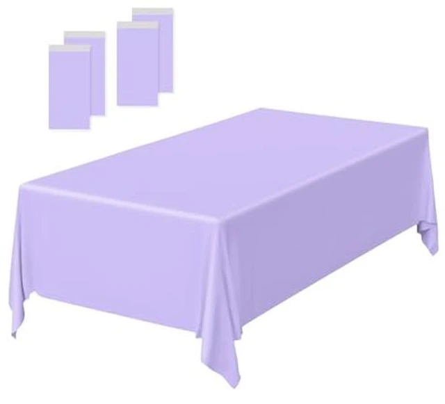 Alt view image 3 of 5 - 2 Pack Light Purple Plastic Tablecloth Disposable Table Covers Rectangle Lavender Tablecloths for Birthday Baby Shower Wedding Birthday Party Rectangular Table Cloth Disposable