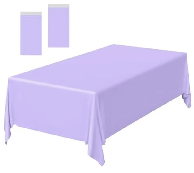 Alt view image 2 of 5 - 2 Pack Light Purple Plastic Tablecloth Disposable Table Covers Rectangle Lavender Tablecloths for Birthday Baby Shower Wedding Birthday Party Rectangular Table Cloth Disposable