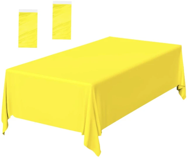Main image of 2 Pack Yellow Plastic Tablecloth Disposable Table Covers Yellow Rectangle Tablecloth for Party Baby Shower Wedding Birthday Plastic Table Cloth Disposable