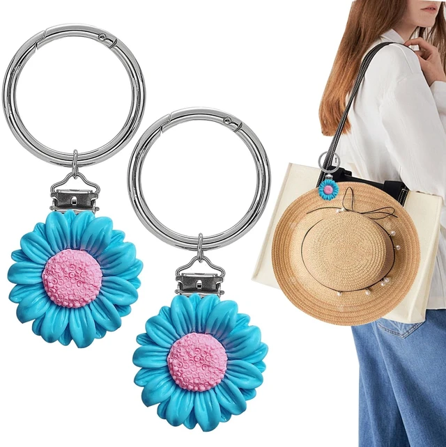 Main image of 2Pcs Hat Clip for Travel on Bag - Travel Hat Clip for Purse Cute Daisy Flower