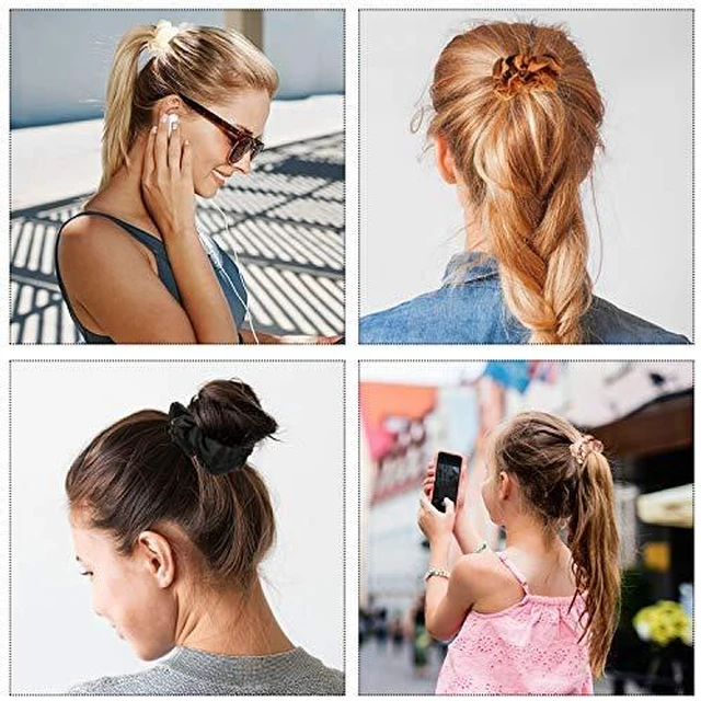 Alt view image 4 of 5 - 12 Pcs Small Satin Scrunchies Bulk Silk Hair Ties for Women, Multicolor