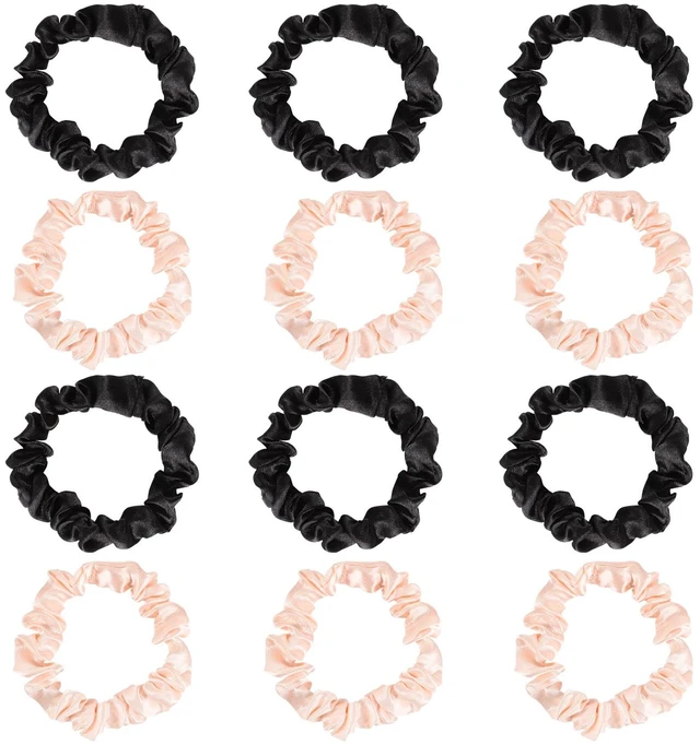 Main image of 12 Pcs Satin Scrunchies For Women Girls, Silk Hair Ties