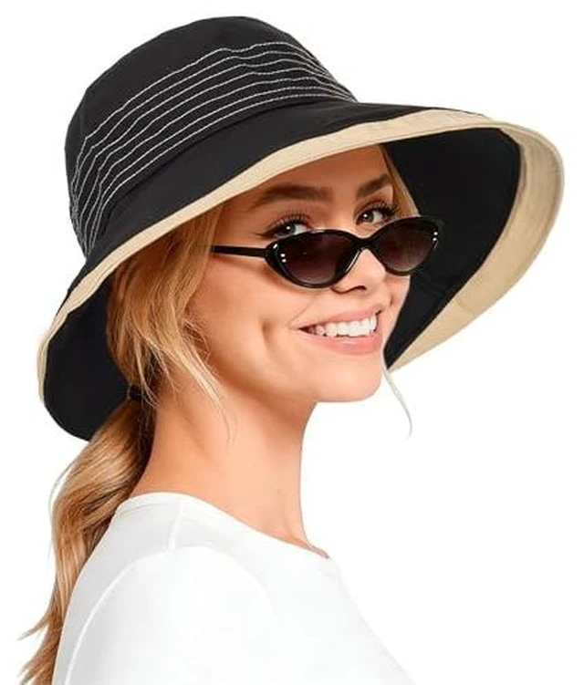 Alt view image 2 of 2 - Hats for Women Wide Brim Sun Protection Summer Beach Bucket Hat Outdoor