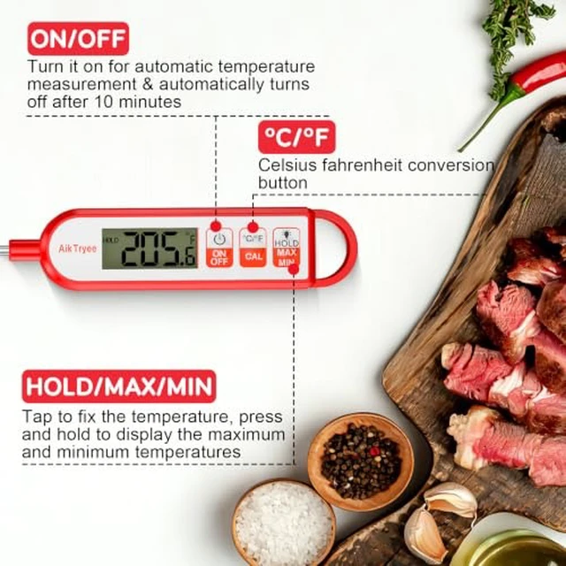 Alt view image 5 of 6 - Instant Read Meat Thermometer Kitchen Cooking Food Candy Thermometer for Oil Deep Fry BBQ Grill Smoker Thermometer by AikTryee
