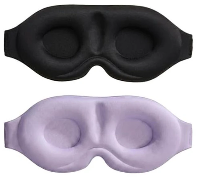 Alt view image 5 of 6 - 3D Contoured Sleep Mask, Soft Breathable Eye Mask for Sleeping, Light Blocking Blindfold with Adjustable Strap, Comfortable Night Eye Cover for Travel, Nap, Night Shift (1 Black)