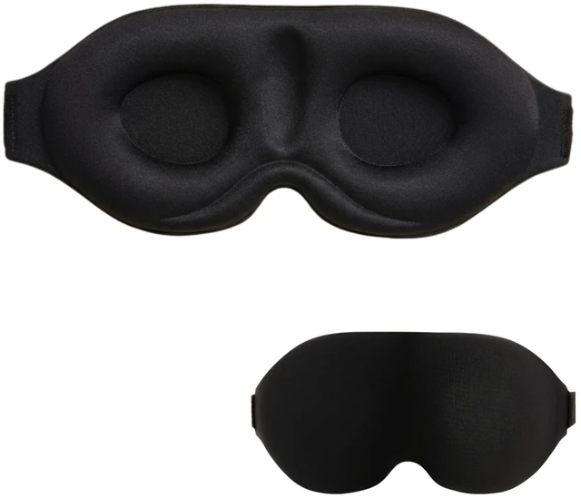 Main image of 3D Contoured Sleep Mask, Soft Breathable Eye Mask for Sleeping, Light Blocking Blindfold with Adjustable Strap, Comfortable Night Eye Cover for Travel, Nap, Night Shift (1 Black)