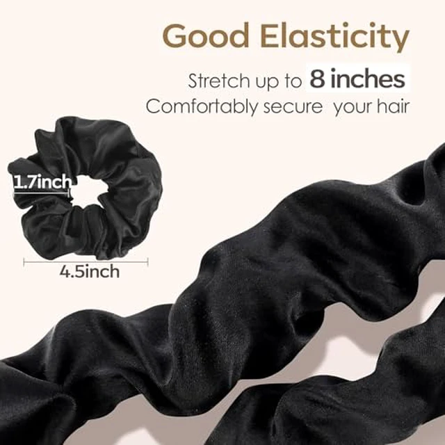 Alt view image 4 of 7 - Satin Scrunchies for Women,Silk Hair Ties Fashion Soft Ties and Bands,Elastic Ponytail Holders No Damage Hair Accessories Thick Hair Styling - 20 Pcs Dark Color