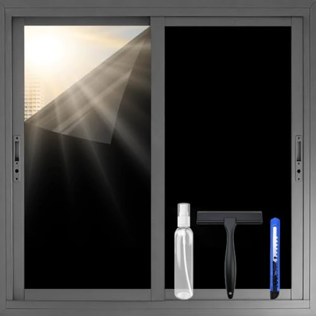Alt view image 4 of 6 - One Way Window Privacy Film with Tools, 11.8In×6.5Ft, Cosmic Black