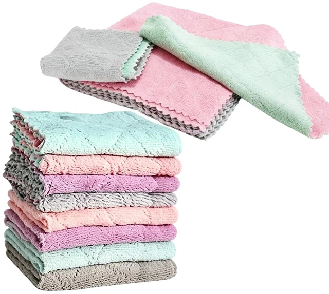 Main image of 9.5 Inches Microfiber Cleaning Cloths Reusable Absorbent Coral Velvet Dish Towels Lint Free Multi Purpose Kitchen Cleaning Rags 10 Pieces