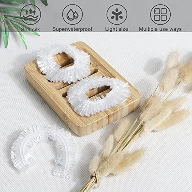 Alt view image 3 of 6 - 150 PCS Upgrade Disposable Shower Caps. Ceizioes Waterproof Hair Bath Caps. Thickening Shower Cap for Women Kids Girls. Hotel and Hair Salon. Travel Spa. Home Use Beauty Salon