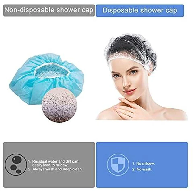 Alt view image 4 of 6 - 150 PCS Upgrade Disposable Shower Caps. Ceizioes Waterproof Hair Bath Caps. Thickening Shower Cap for Women Kids Girls. Hotel and Hair Salon. Travel Spa. Home Use Beauty Salon