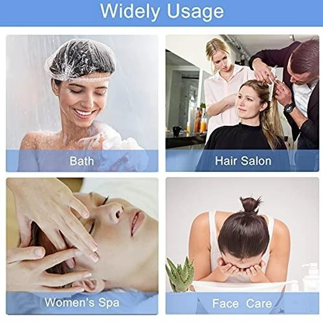 Alt view image 5 of 6 - 150 PCS Upgrade Disposable Shower Caps. Ceizioes Waterproof Hair Bath Caps. Thickening Shower Cap for Women Kids Girls. Hotel and Hair Salon. Travel Spa. Home Use Beauty Salon