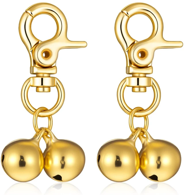 Main image of 2 Pcs Cat Bell for Pet Collar, Mini Dog Collar Bells, Pet Pendant Accessories with Heavy Duty Snap Clips, Training Collars Charms for Dogs and Cats, Pets Gift, DIY Jewelry (Gold)